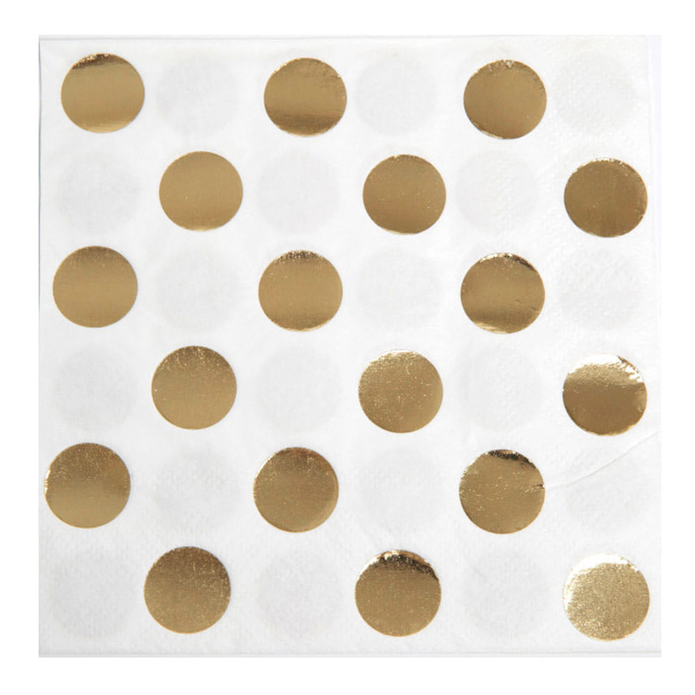 Servilleta de Año Nuevo Dots UNIQUE Glitter Dorado Paquete 16un