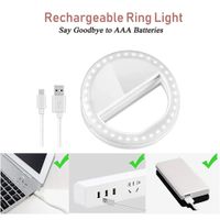 Mini Aro Selfie Anillo Luz Led con Clip para Celular Blanco