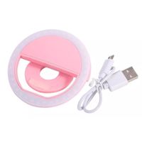 Mini Aro Selfie Anillo Luz Led con Clip para Celular Rosado