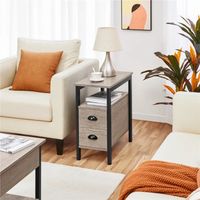 Mesa Lateral Moderna Fonsi Gris R&R MUEBLES