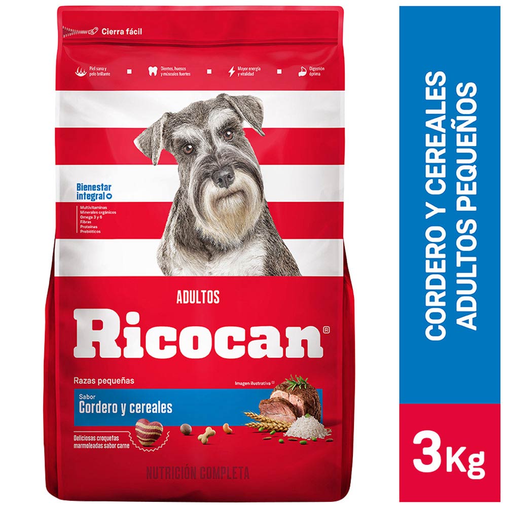 Alimento para Perro RICOCAN Adulto Pequeños Sabor Cordero y Cereales Bolsa 3Kg