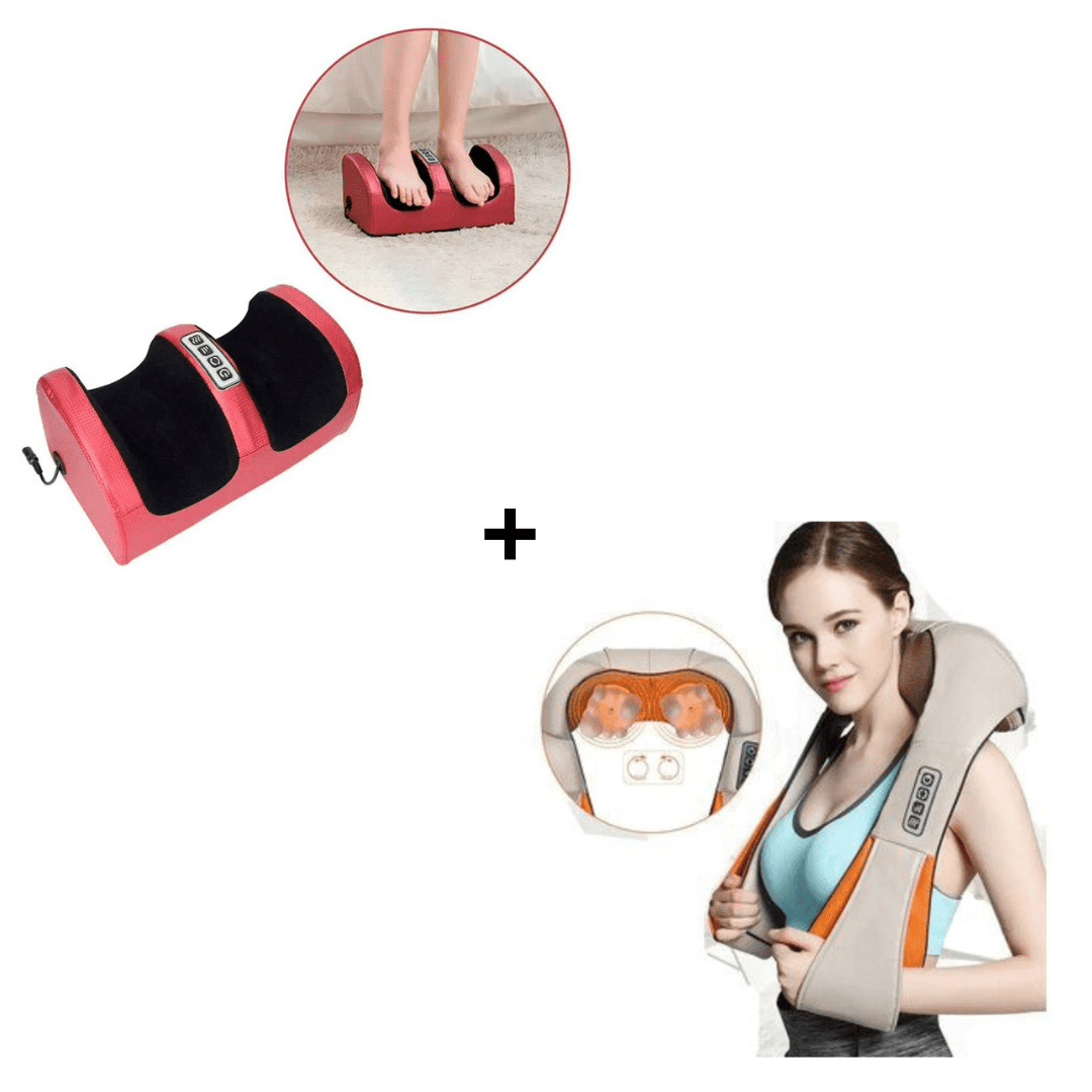 Combo Masajeador Eléctrico de Pies + Masajeador de Cuello, Espalda y Hombros