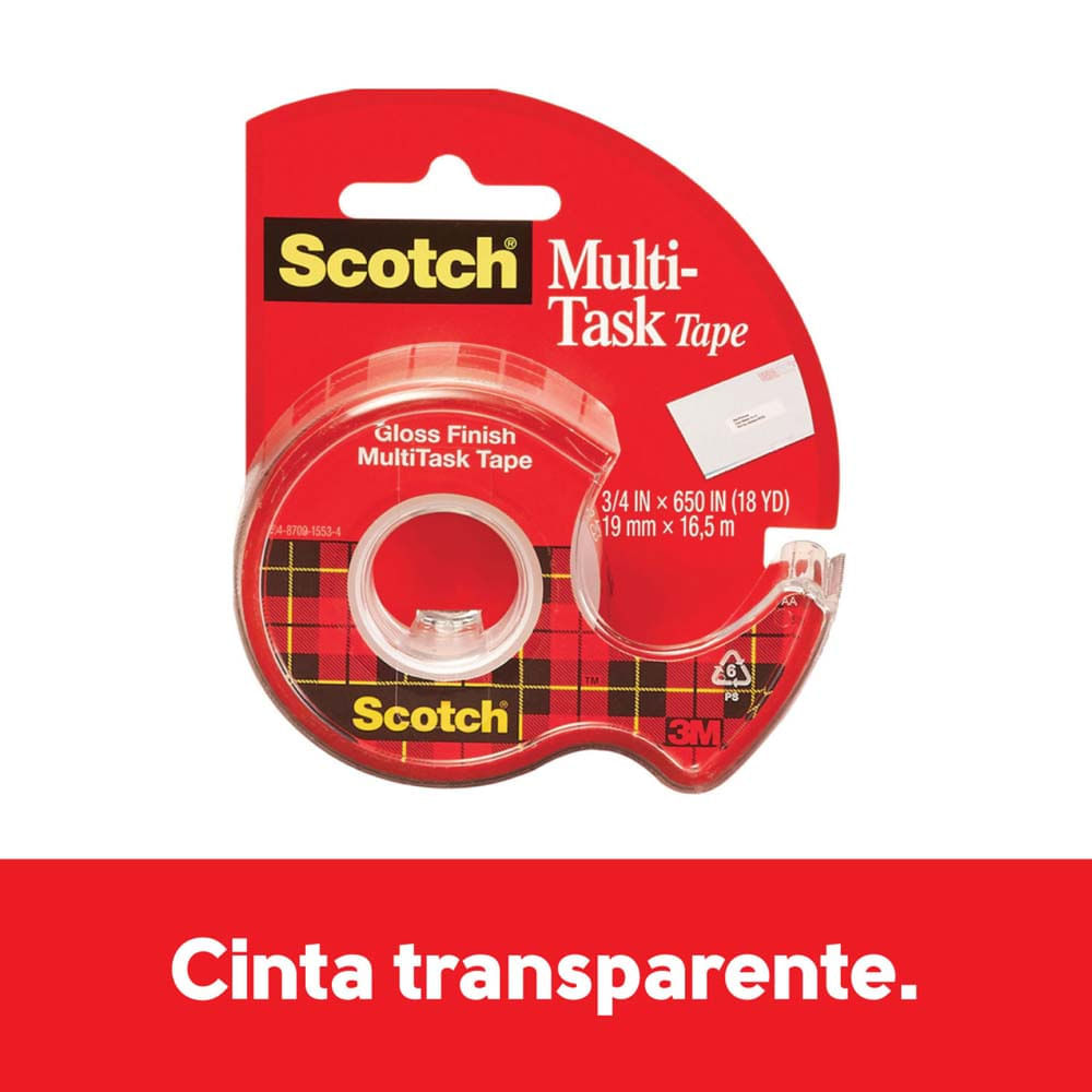 Cinta Adhesiva SCOTCH Multi-Task Cristal Dispensador 19mm x16.5mm