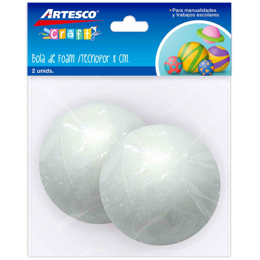 Bola de Tecnopor ARTESCO 8cm Paquete 2un