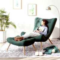 Sillón Aterciopelado Danna color Verde TU MESITA con Reposa pies