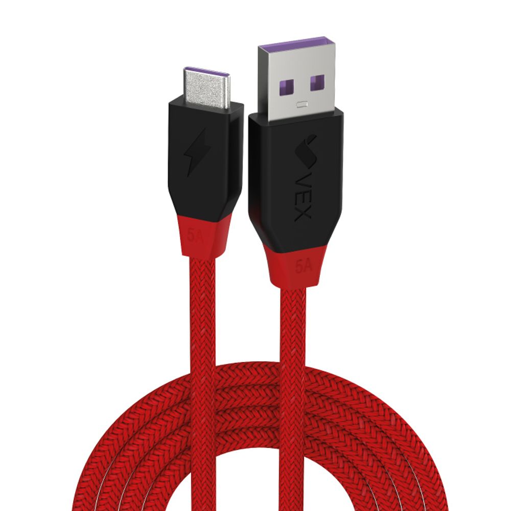Cable VEX 5A Entrada Tipo C Rojo de 1 Metro - Promart
