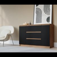 Comoda Moderna Mahiru Marron y Negro R&R MUEBLES