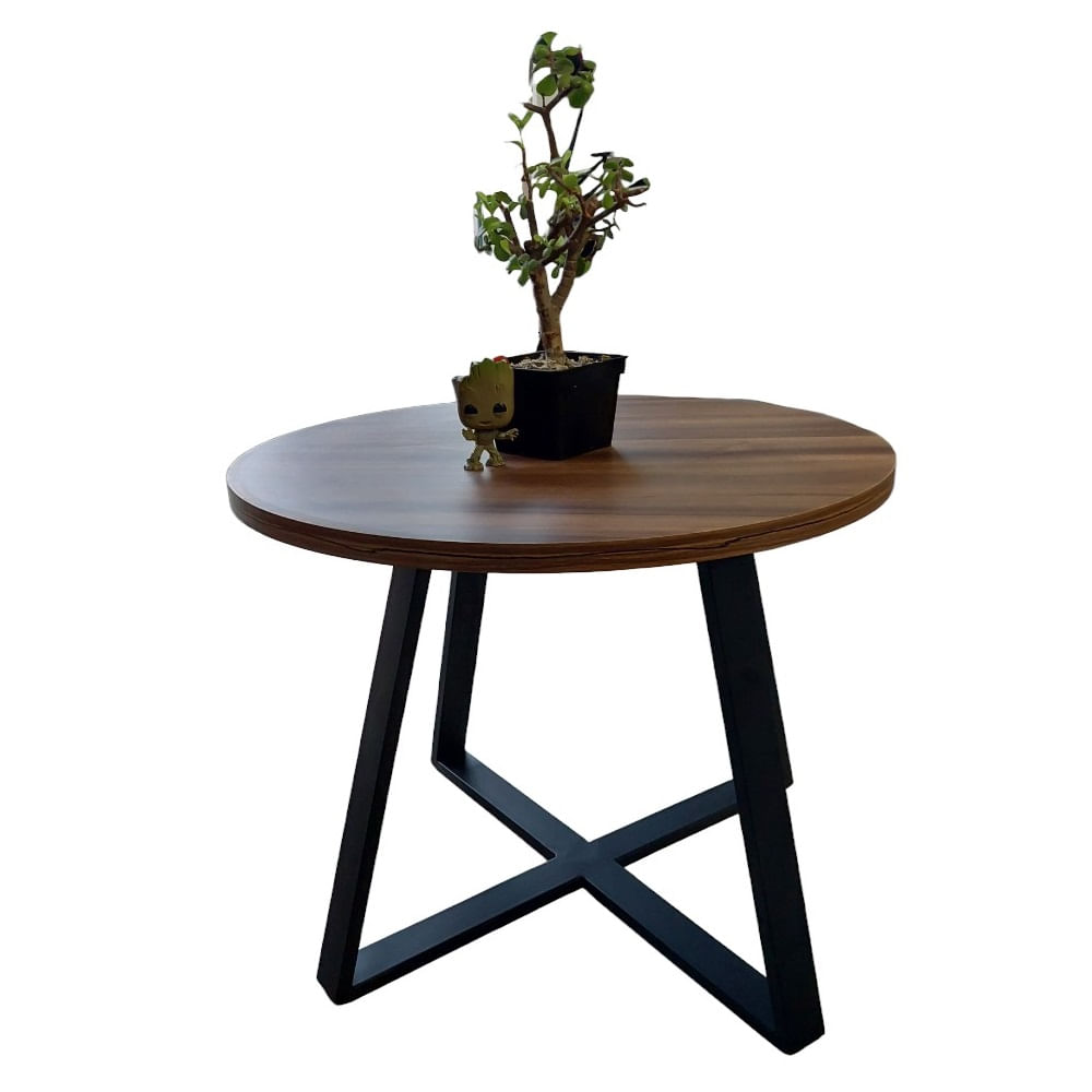 Mesa de centro industrial circular marrón