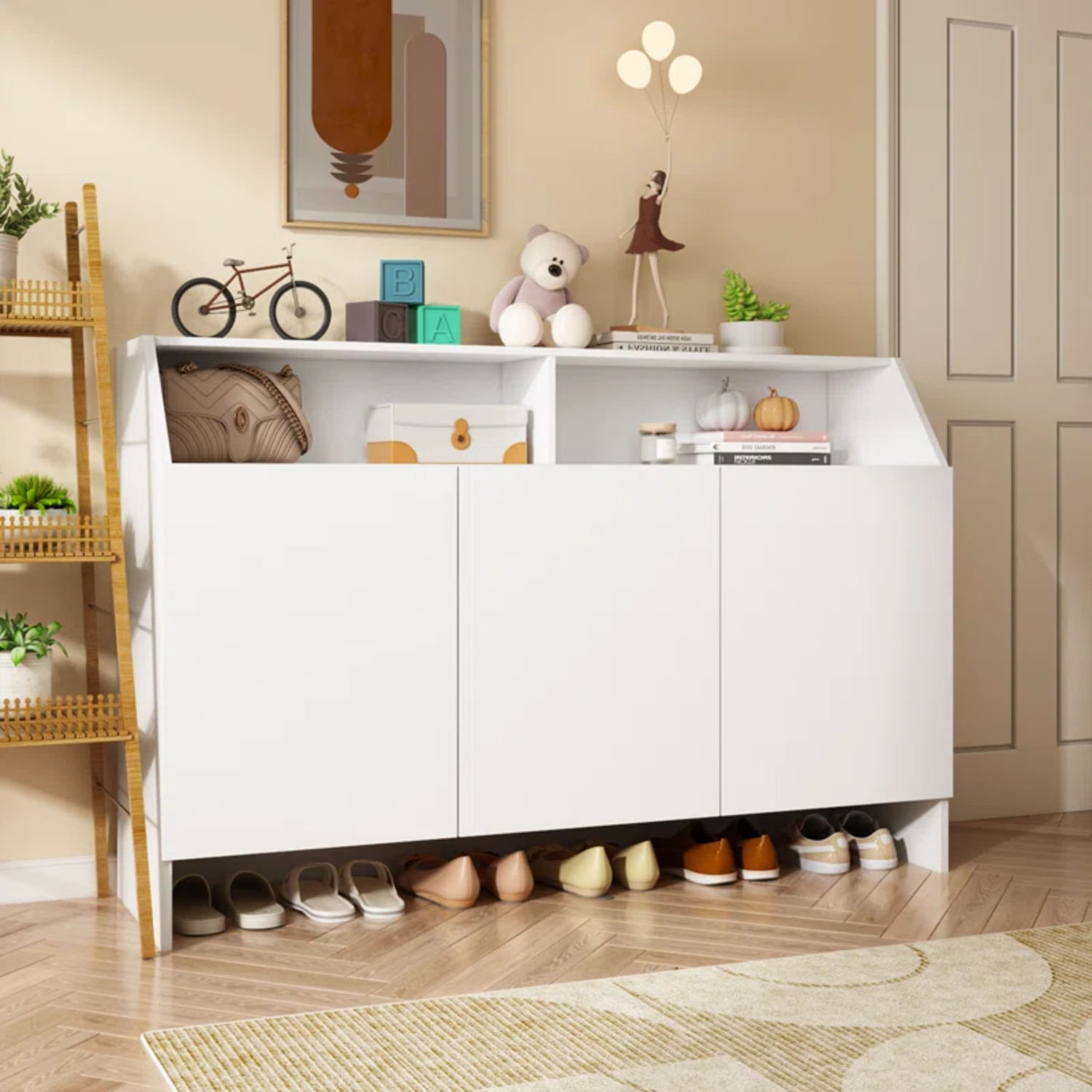 Zapatera Moderna Blanca 120 cm R&R MUEBLES