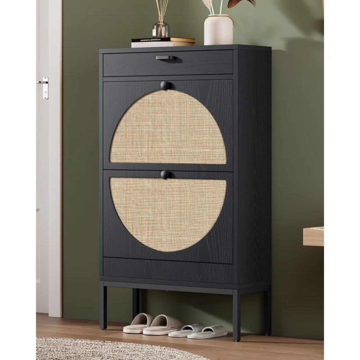 Zapatera Nórdica Merino Negro R&R MUEBLES