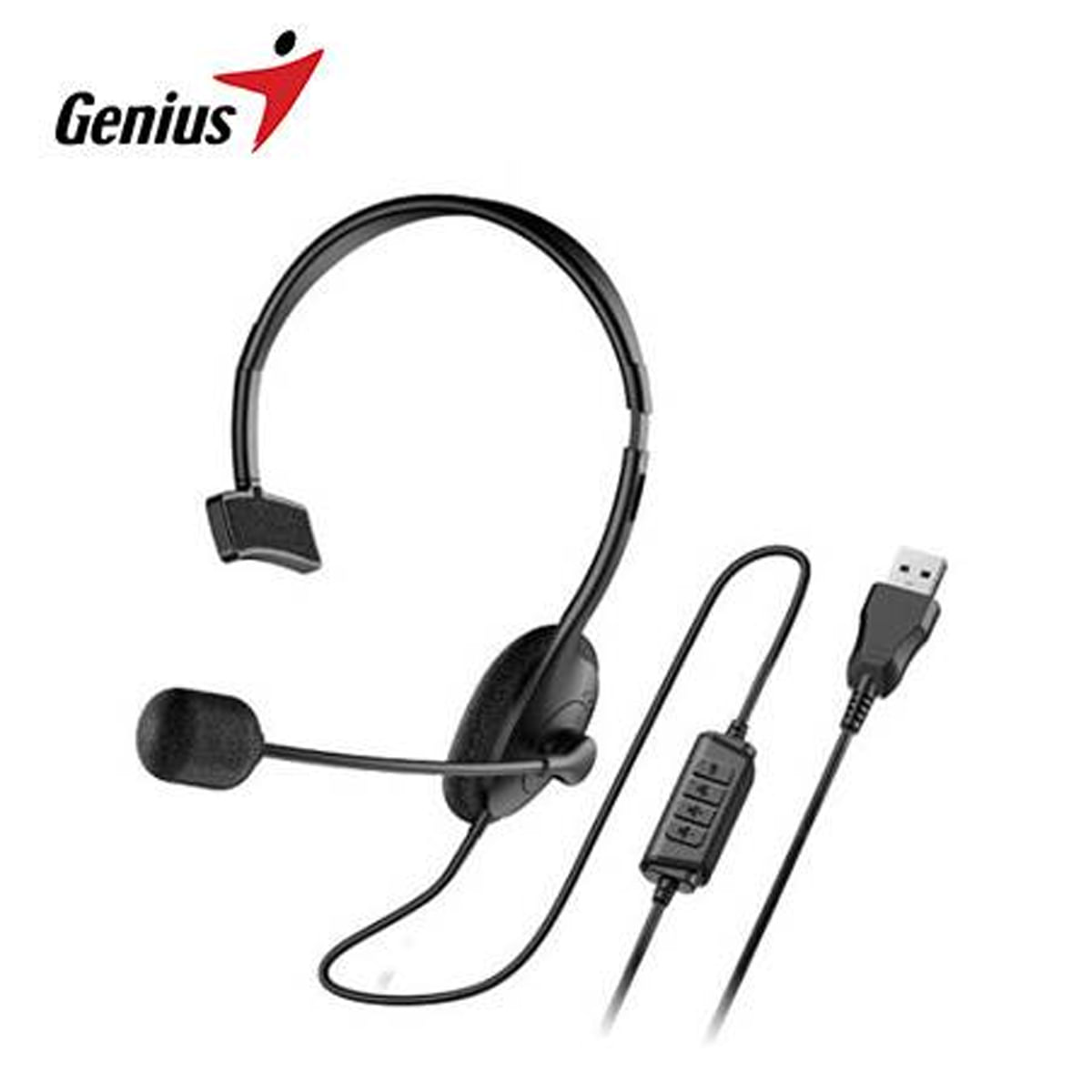 Audifono Con Microfono Genius  HS 100U Mono Usb Negro