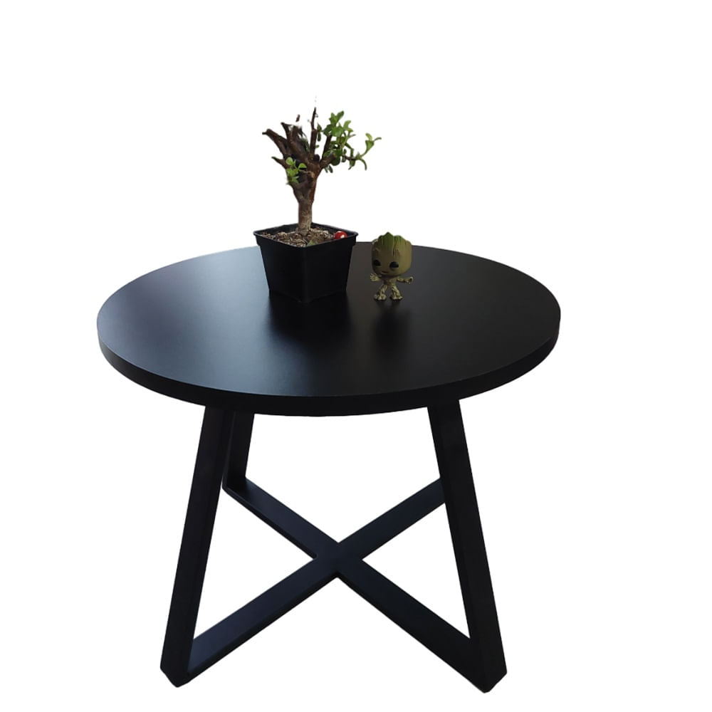 Mesa de centro industrial circular negro