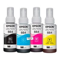 Kit de 4 Tintas Epson T664 Negro Cyan Magenta Yellow 70ml Original