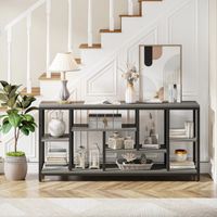 Mesa Consola Moderna Italia Gris/Negro R&R MUEBLES
