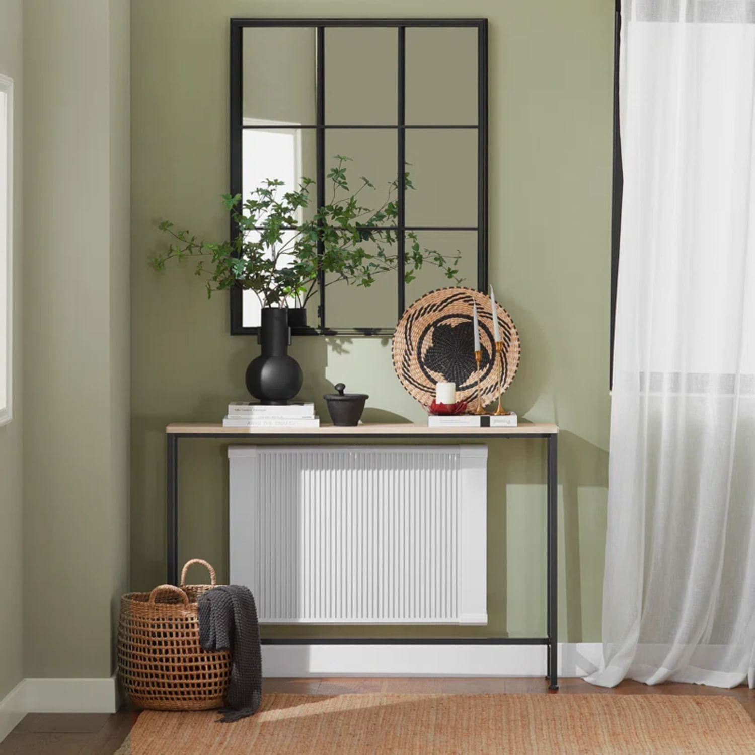 Mesa Consola Moderna Lout Marrón Claro/Negro R&R MUEBLES