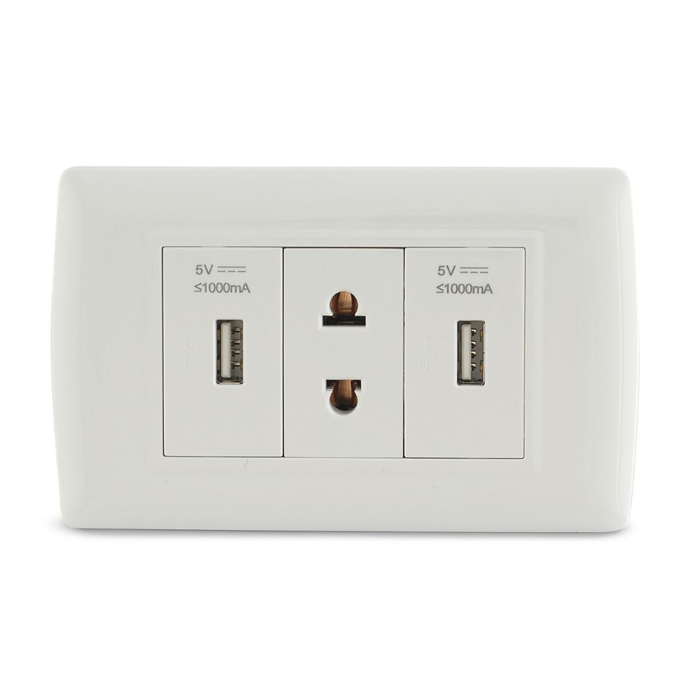 Tomacorriente Universal + 2 Tomas USB Basic Orange