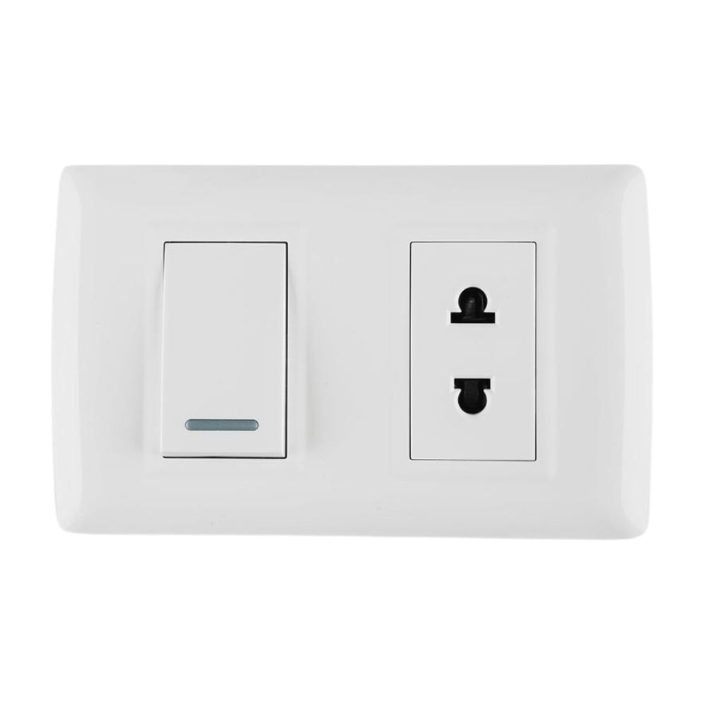 Interruptor + Tomacorriente Basic Orange Blanco 10A 250V
