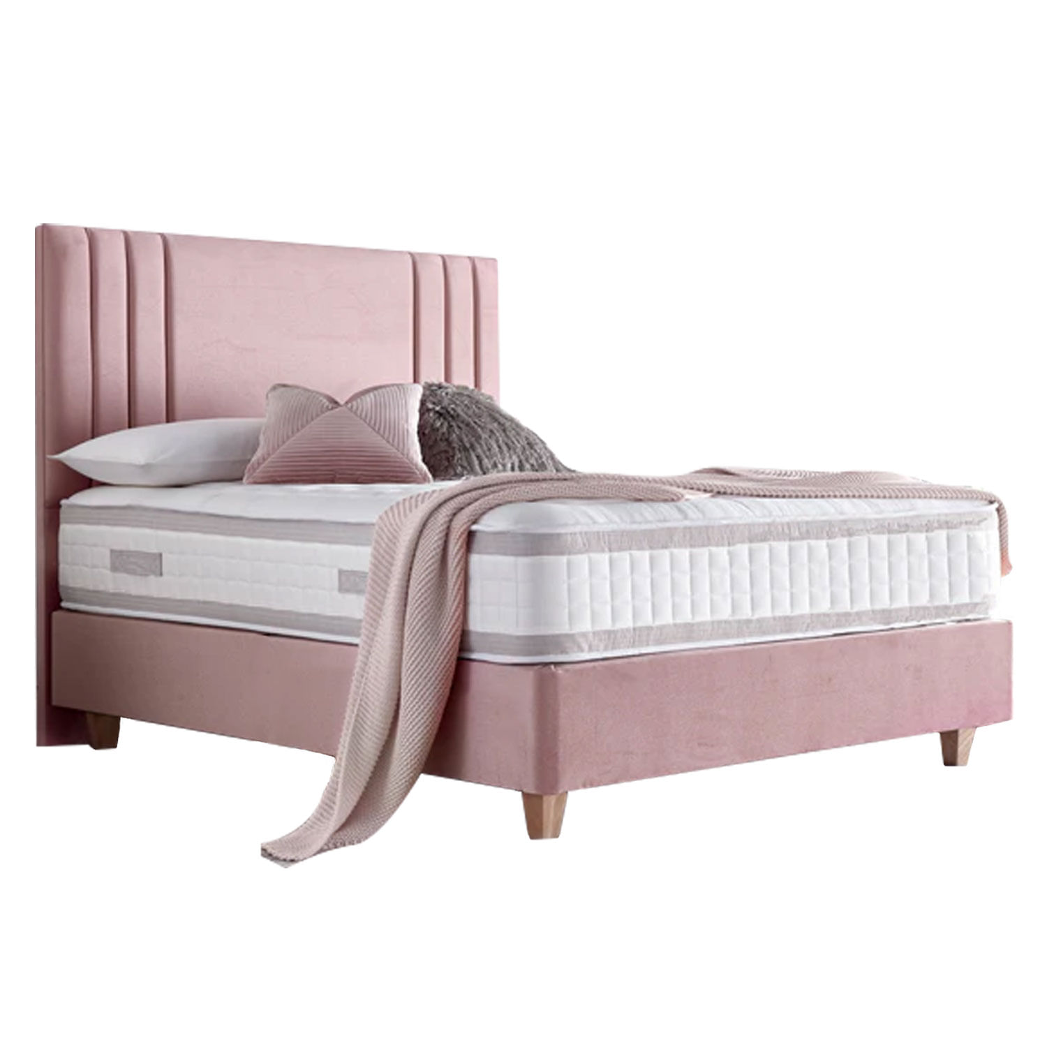 Cama Tapizada Listón Alba LeMueble 1.5 Plz Palo Rosa