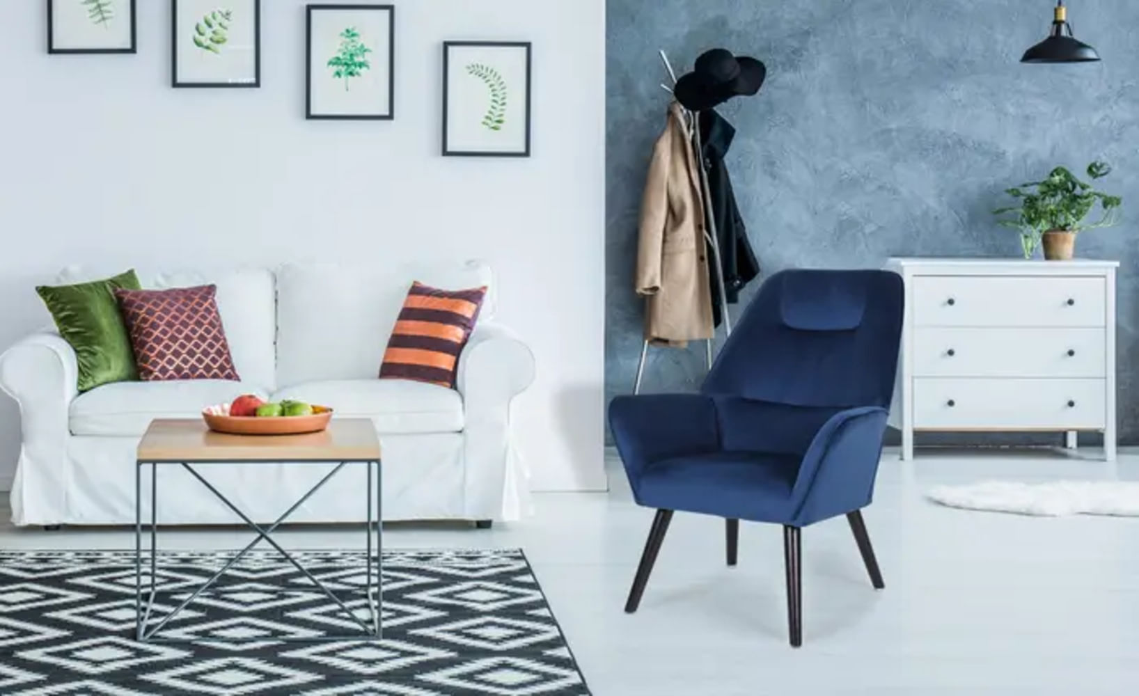 Butaca Sillón Escandinavo Elliot Terciopelo Azul TU MESITA