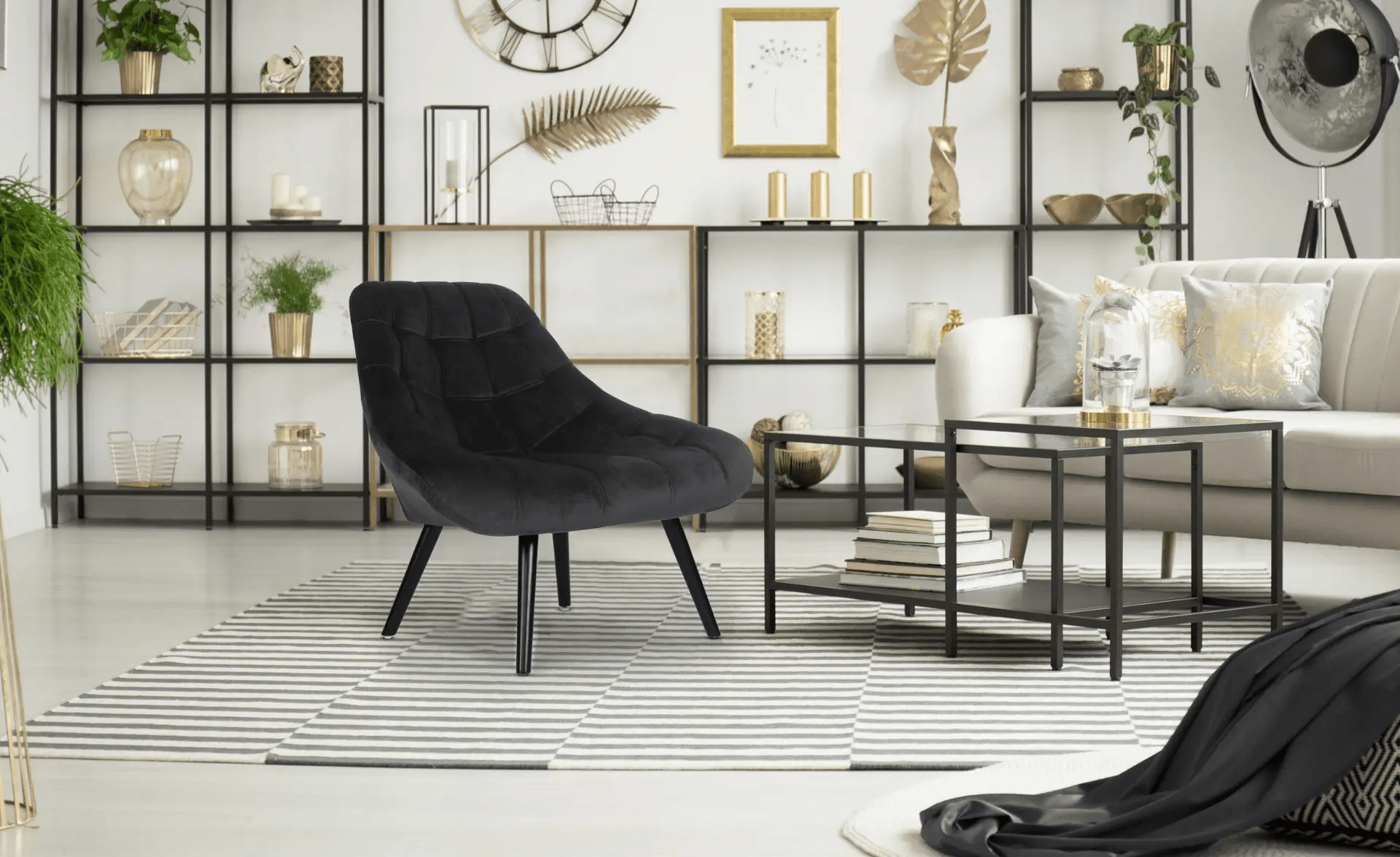 Butaca Sillón Moderno Carpio en Terciopelo Negro TU MESITA