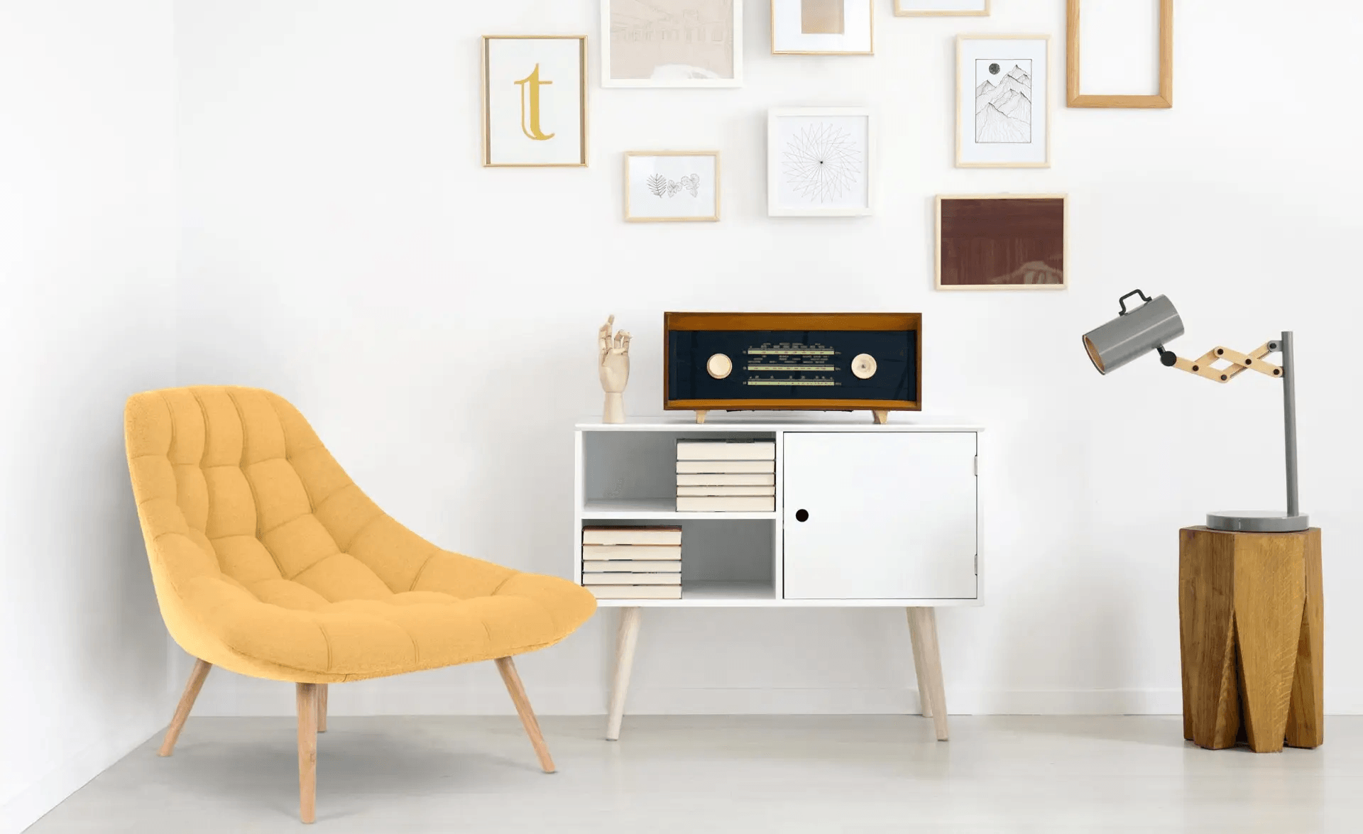 Butaca Sillón Moderno Carpio en Tela Amarillo TU MESITA