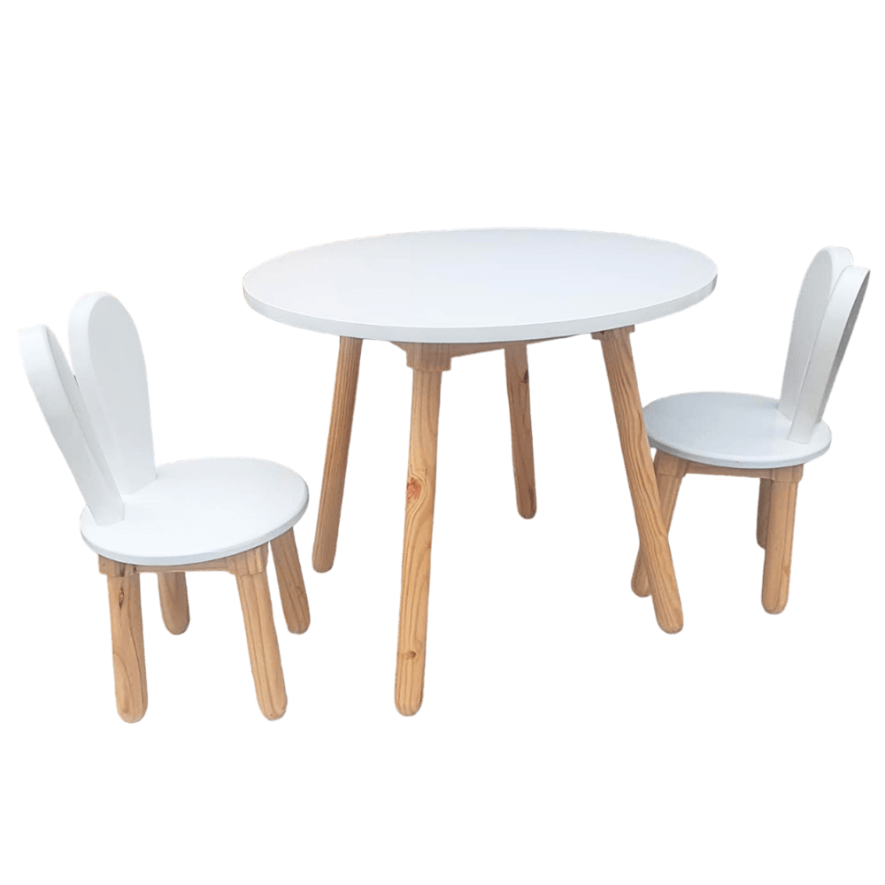 Set de Mesa y Silla Conejito Maya Blanco- Muebles Bonno