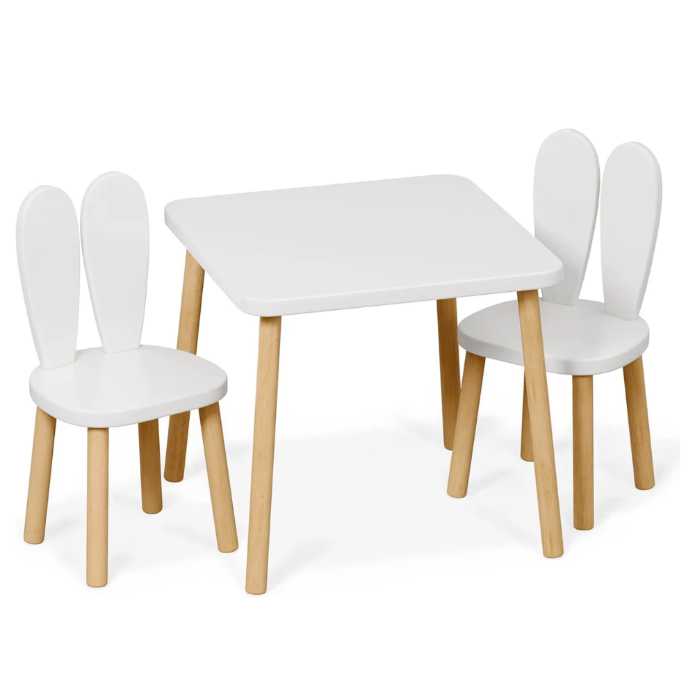 Set de Mesa y 2 Sillas Conejito Liv Blanco- Muebles Bonno