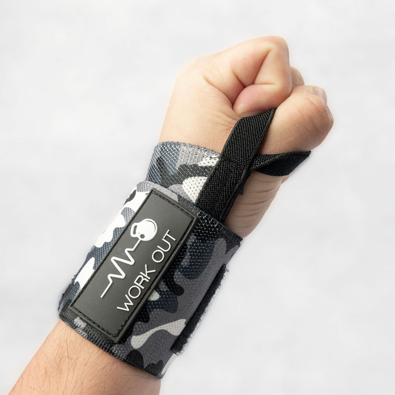 Muñequera de potencia camuflada gris workout