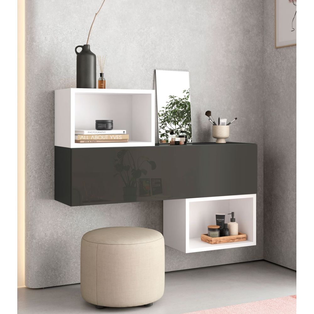 Aparador Flotante Miami 1 puerta color Negro/Blanco TU MESITA