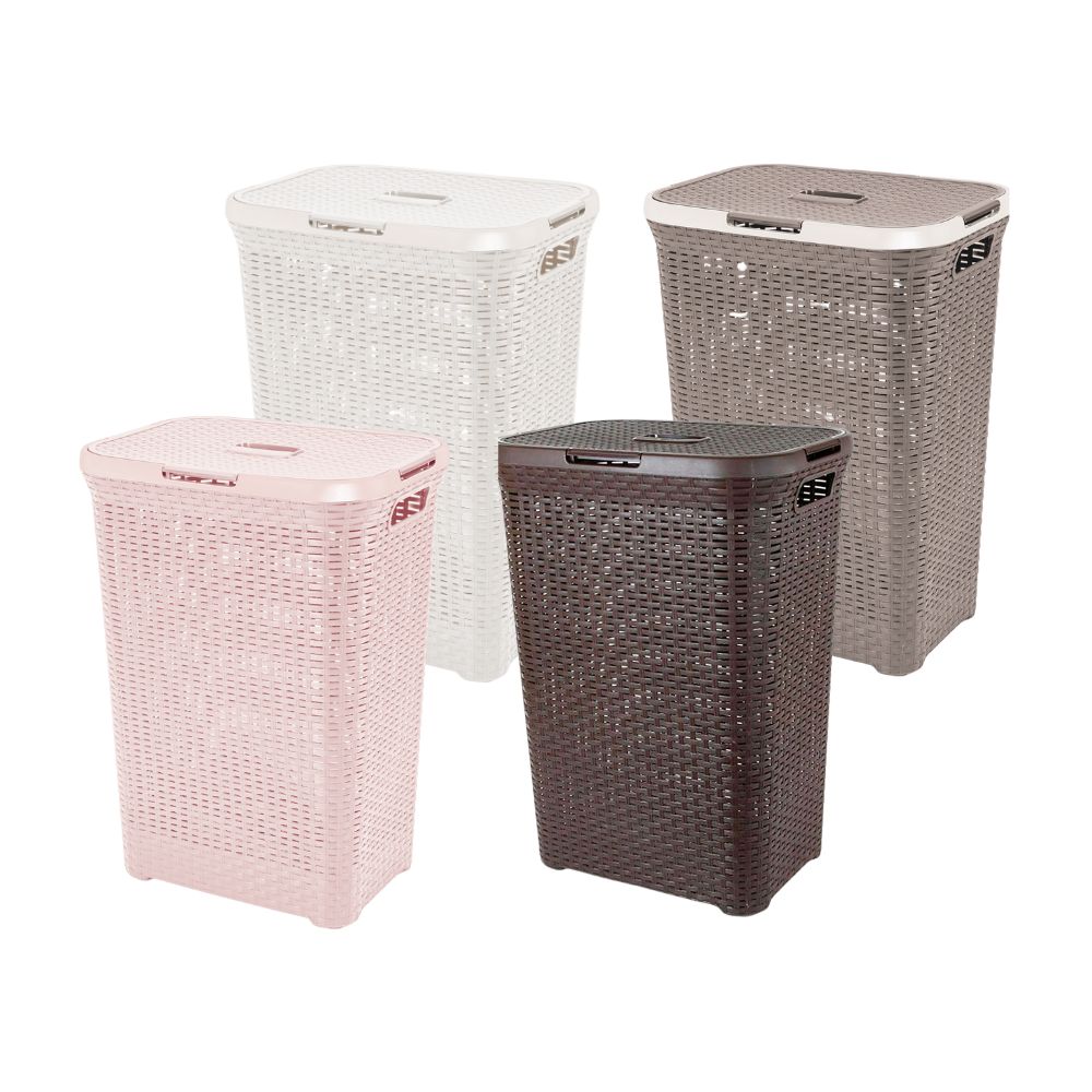 Cesto de Ropa Plástico Reyplast Modelo Ratan Gigante 74L - Color Aleatorio