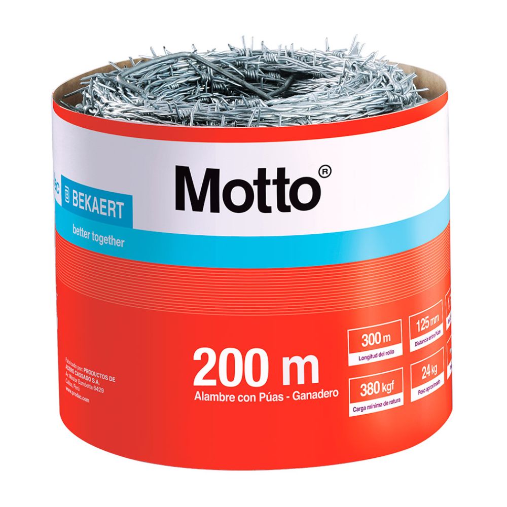 Alambre de Púas Motto 1.5mm 200m Prodac Plata Resistente a la Corrosión