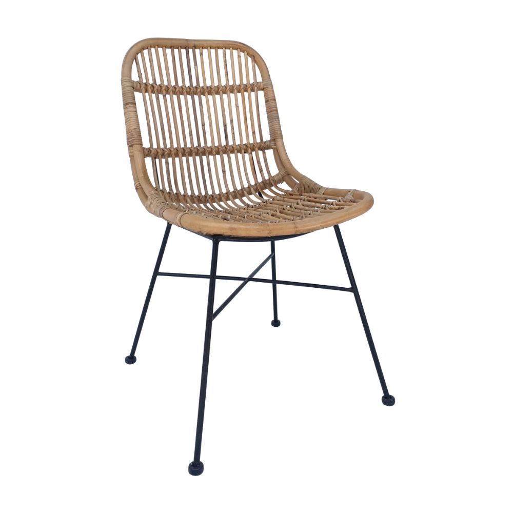 Silla Justin Ratán Natural + Acero Orange