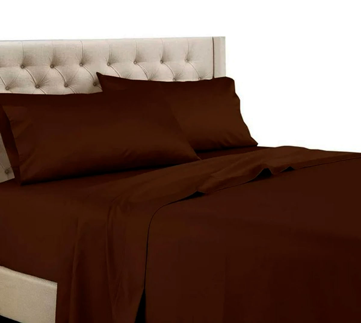 Juego De Sabana King Interiotex 144 Hilos Chocolate 50% Algodón