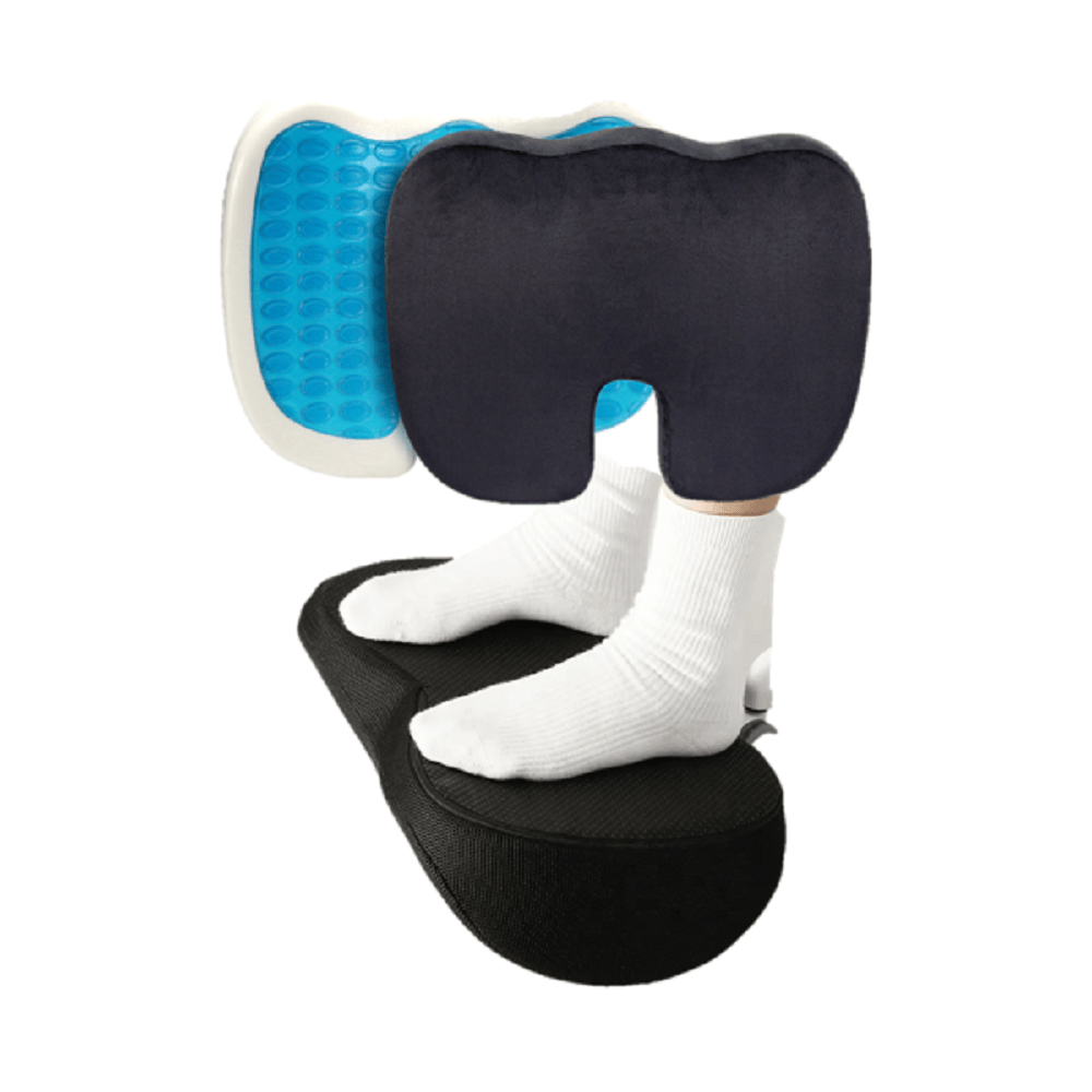 Pack cojin asiento u + reposapies gel espuma viscoelastica con funda