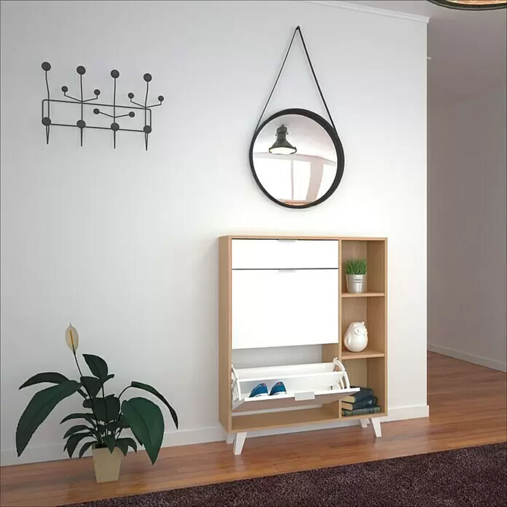 Zapatera con Repisas Newton 1 cajón 2 puertas TU MESITA