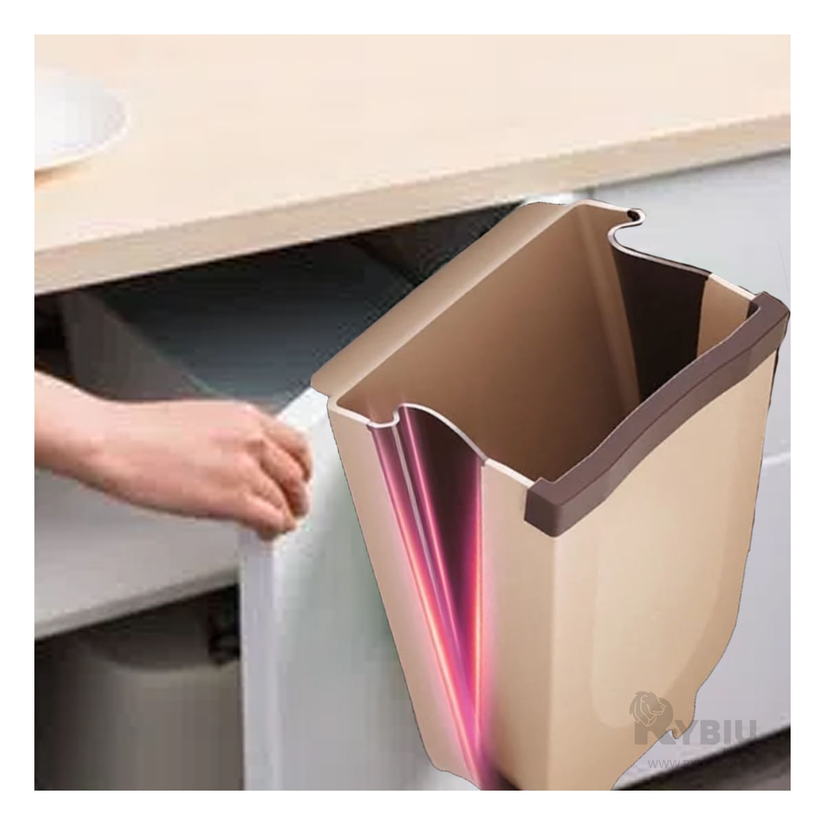 Tacho de Basura Plegable Novedoso de Color Beige