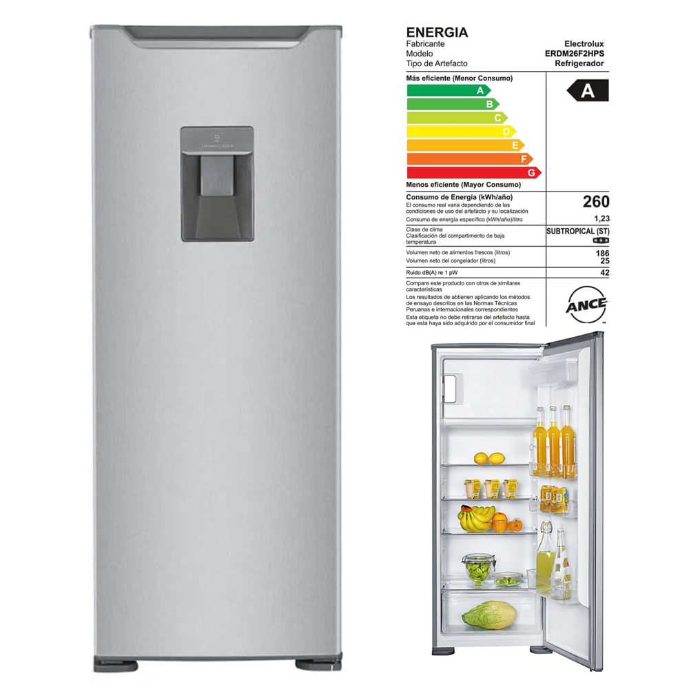 Refrigeradora Electrolux ERDM26F2HPS Frost Una Puerta 211L Gris