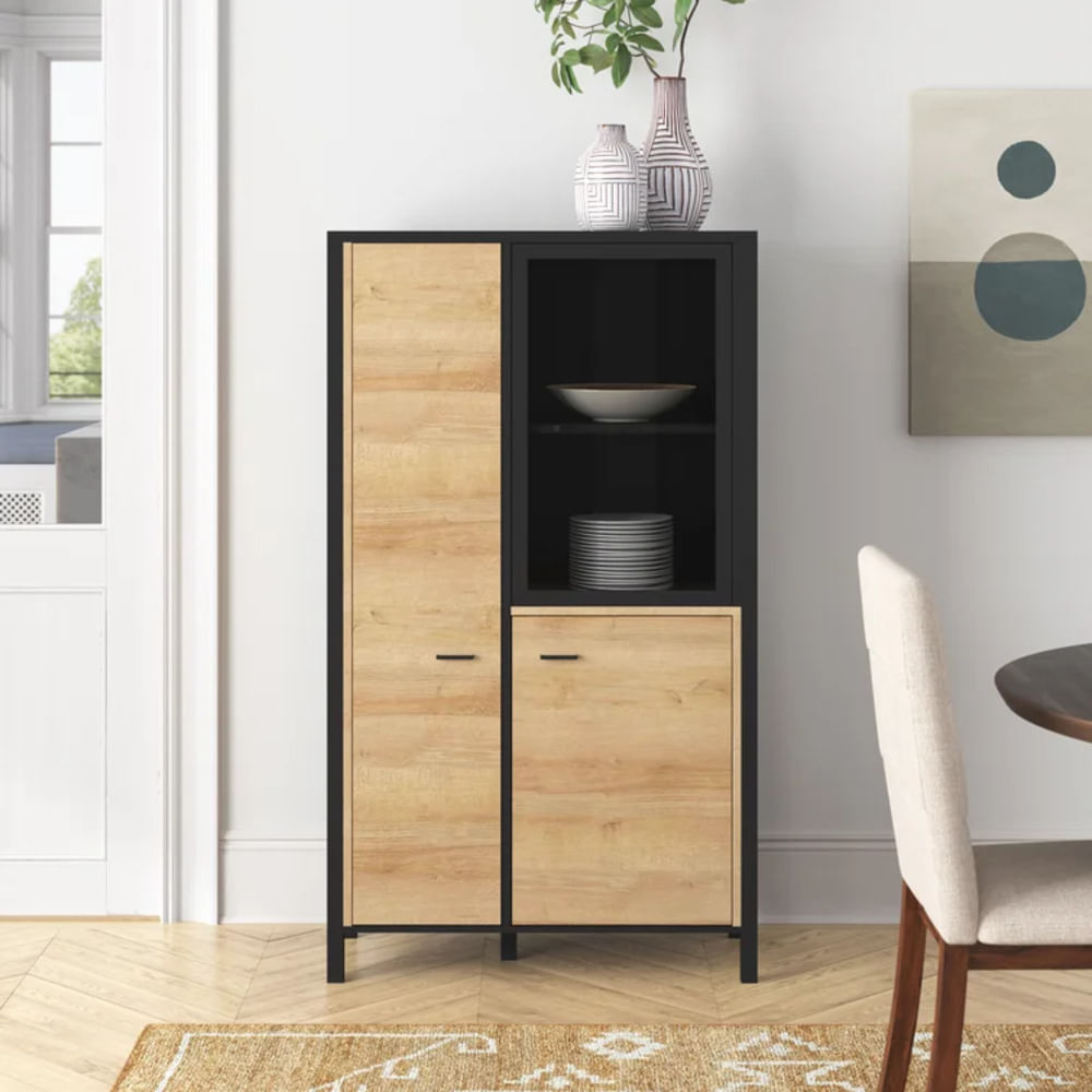 Vitrina Moderna Heiter Negro y Marron R&R MUEBLES