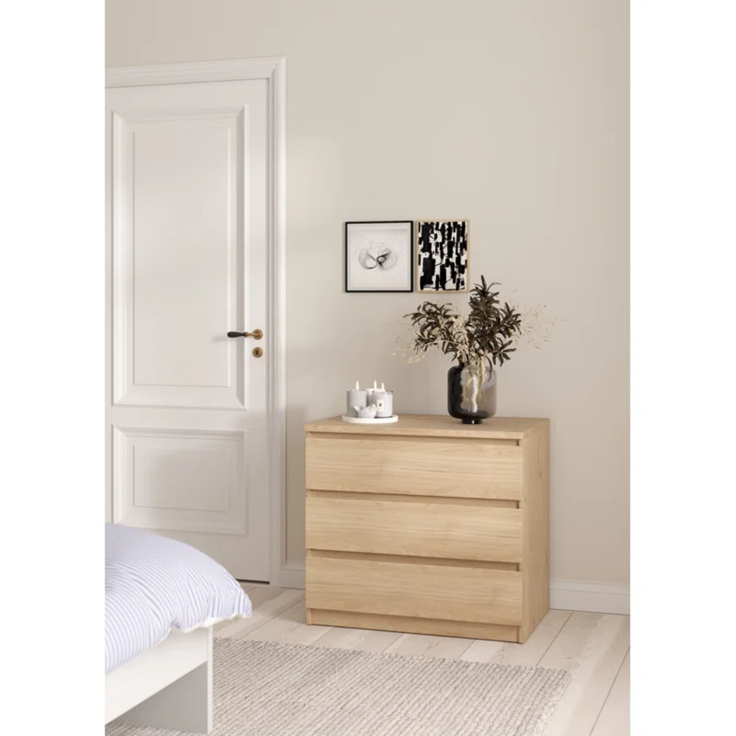 Cómoda Moderna 3 Cajones Sandoval Marrón Claro R&R MUEBLES