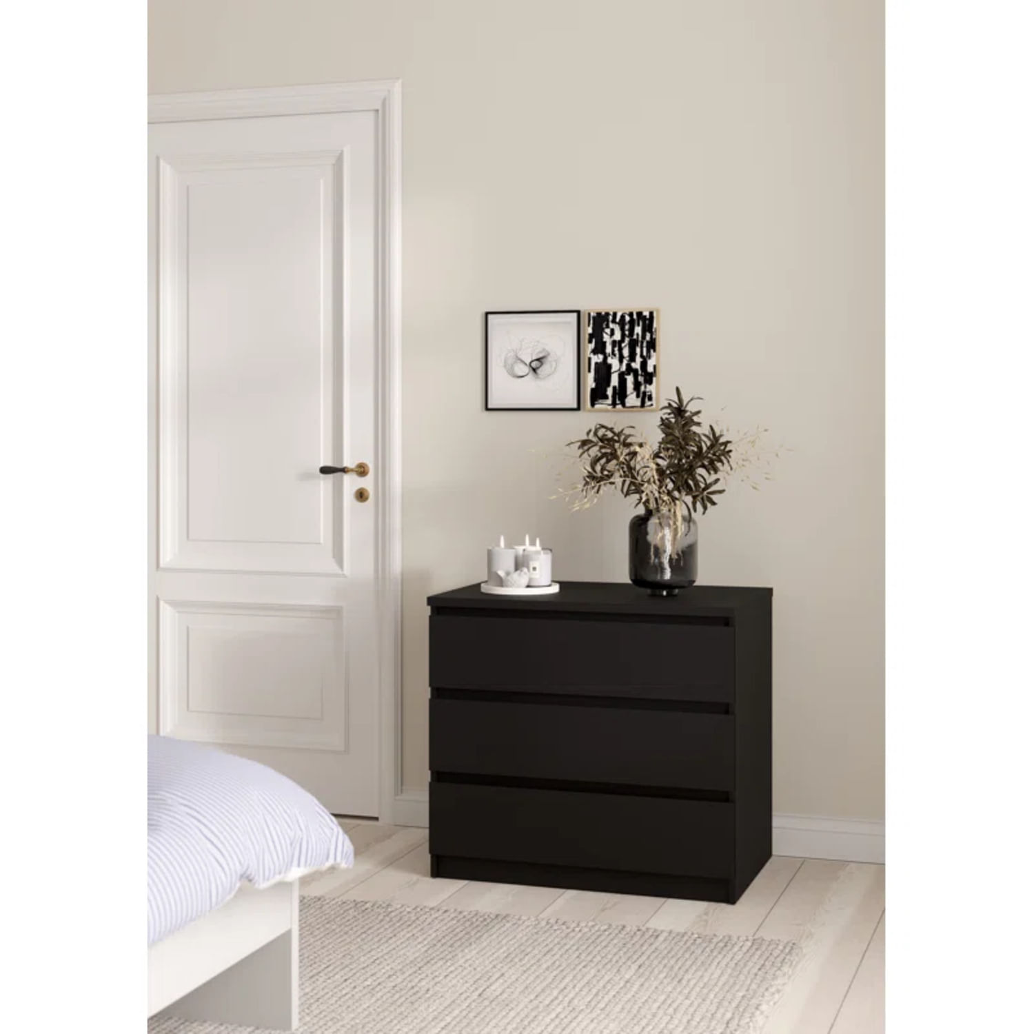 Cómoda Moderna 3 Cajones Sandoval Negro R&R MUEBLES