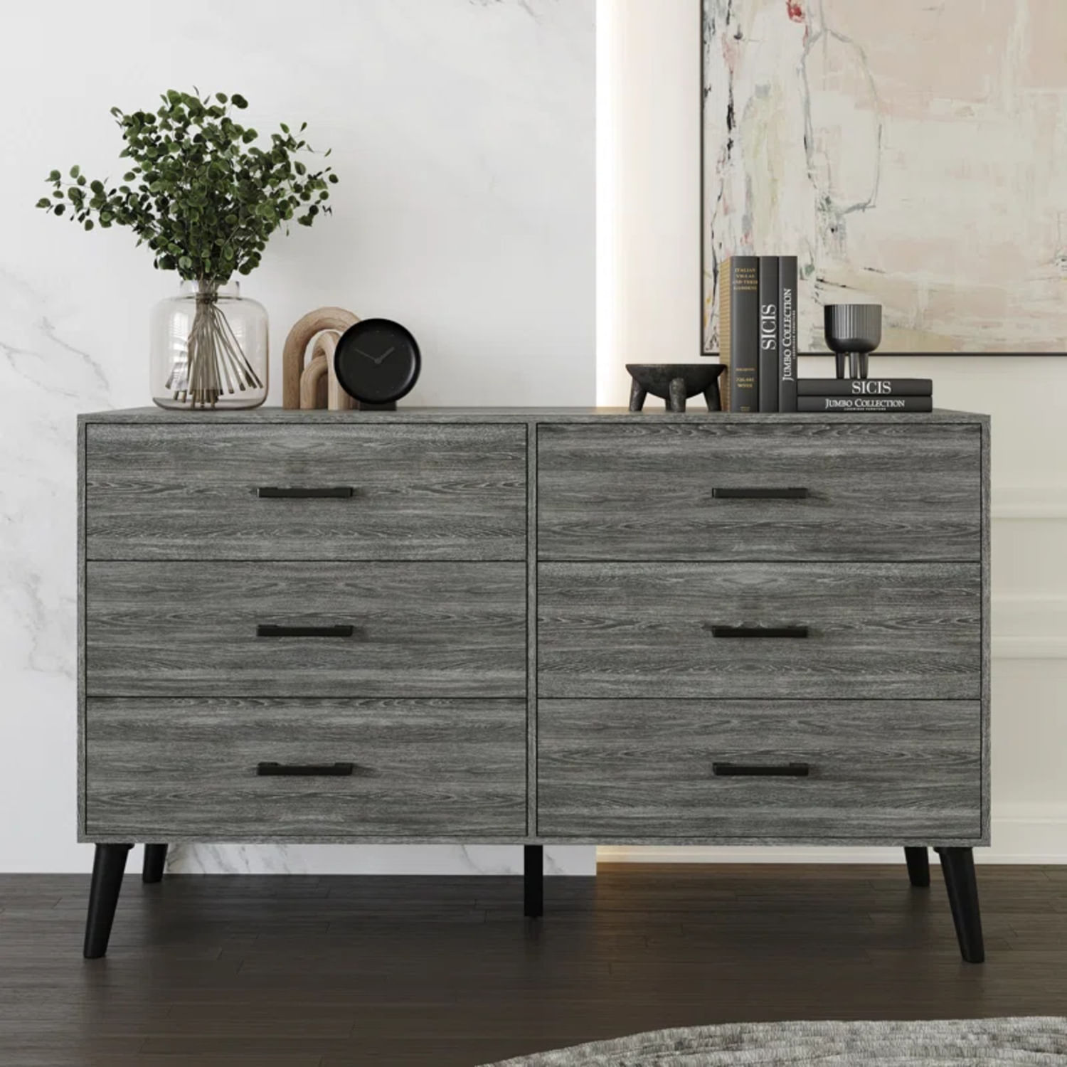 Cómoda Moderna Valera 6 Cajones Gris R&R MUEBLES