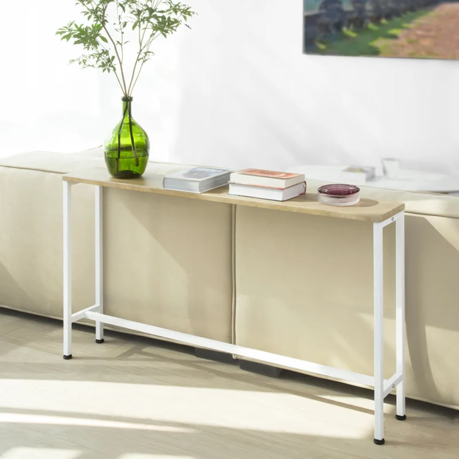 Mesa Consola Moderna Botija Marrón Claro/Blanco R&R MUEBLES