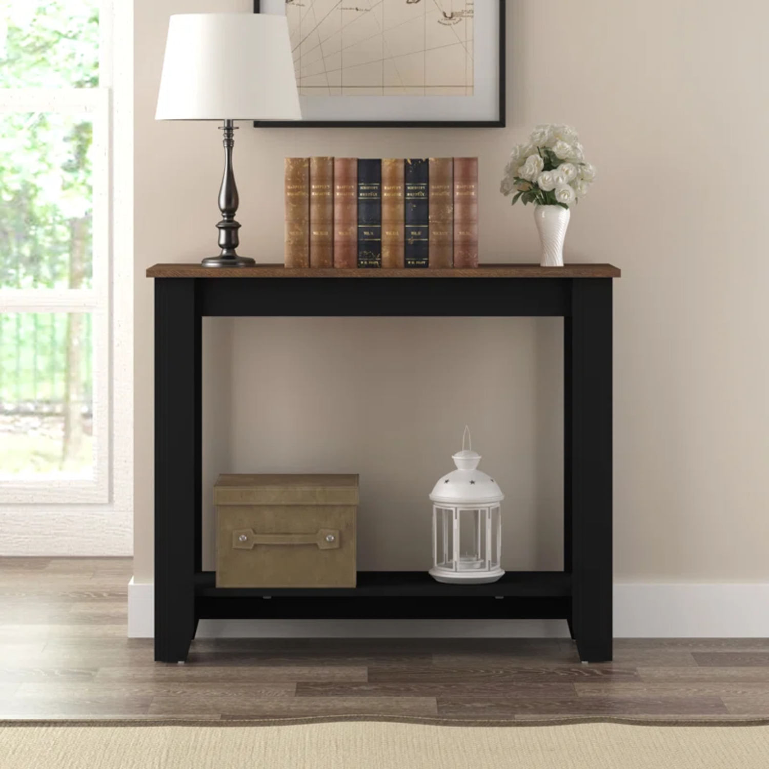 Mesa Consola Moderna Chaplin Negro/Marrón R&R MUEBLES