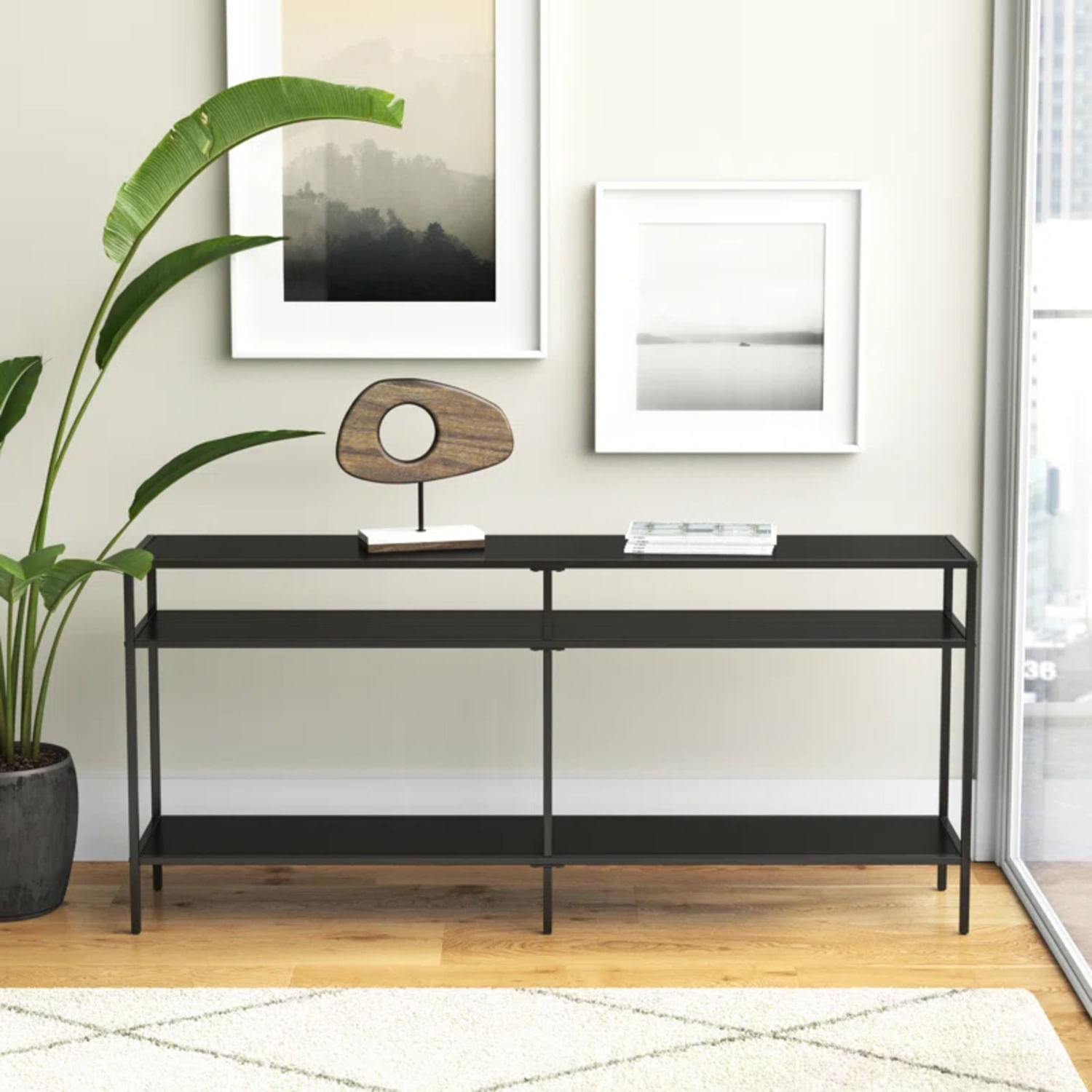 Mesa Consola Moderna Leva Negro R&R MUEBLES