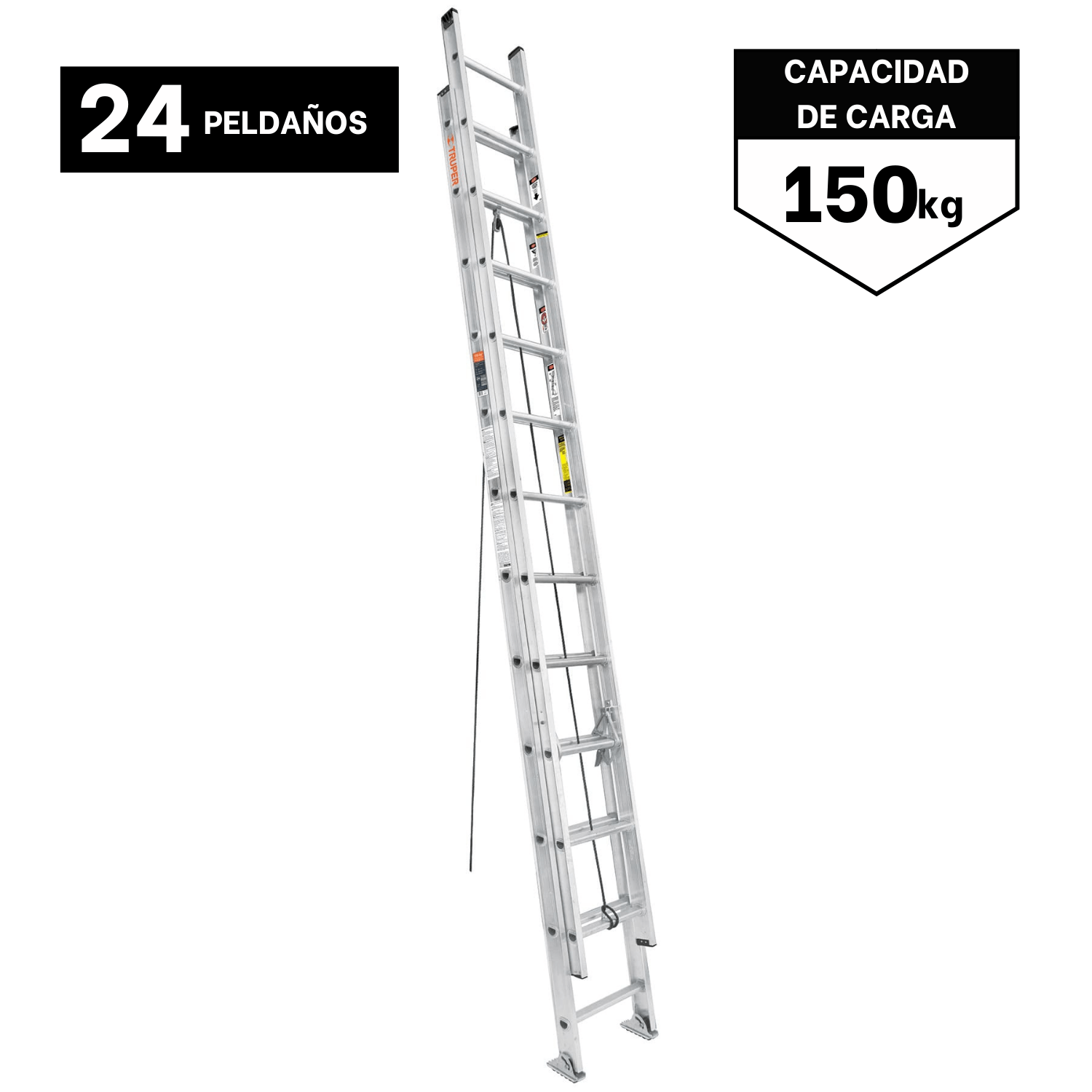Escalera Telescopica 24 Peldaños Soporta 150kg Truper 16028