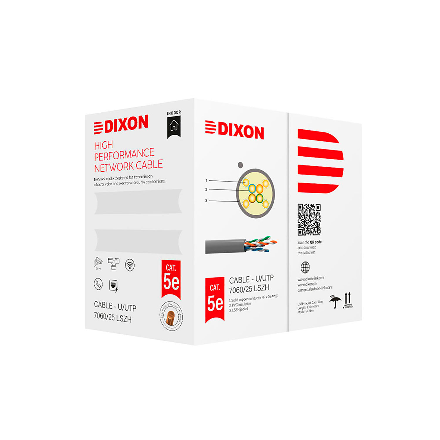 Rollo Cable Utp Cat. 5e dixon x caja Serie 7060/25 Lszh 305m