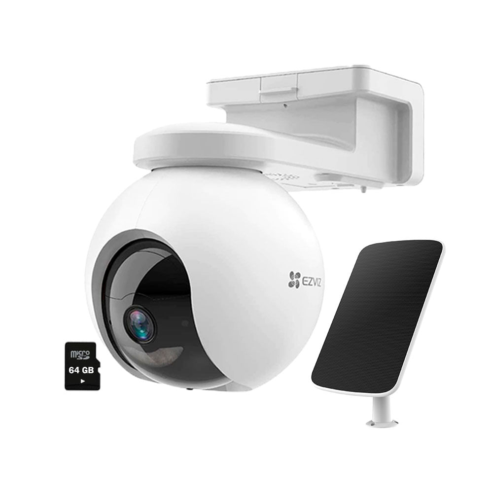 Cámara Seguridad Wifi Exterior CB8 2K 3MP Ezviz Panel Solar SD 64GB