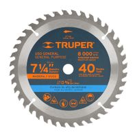 Disco para Sierra Circular 7 ¼"" 40 Dientes Truper 18301
