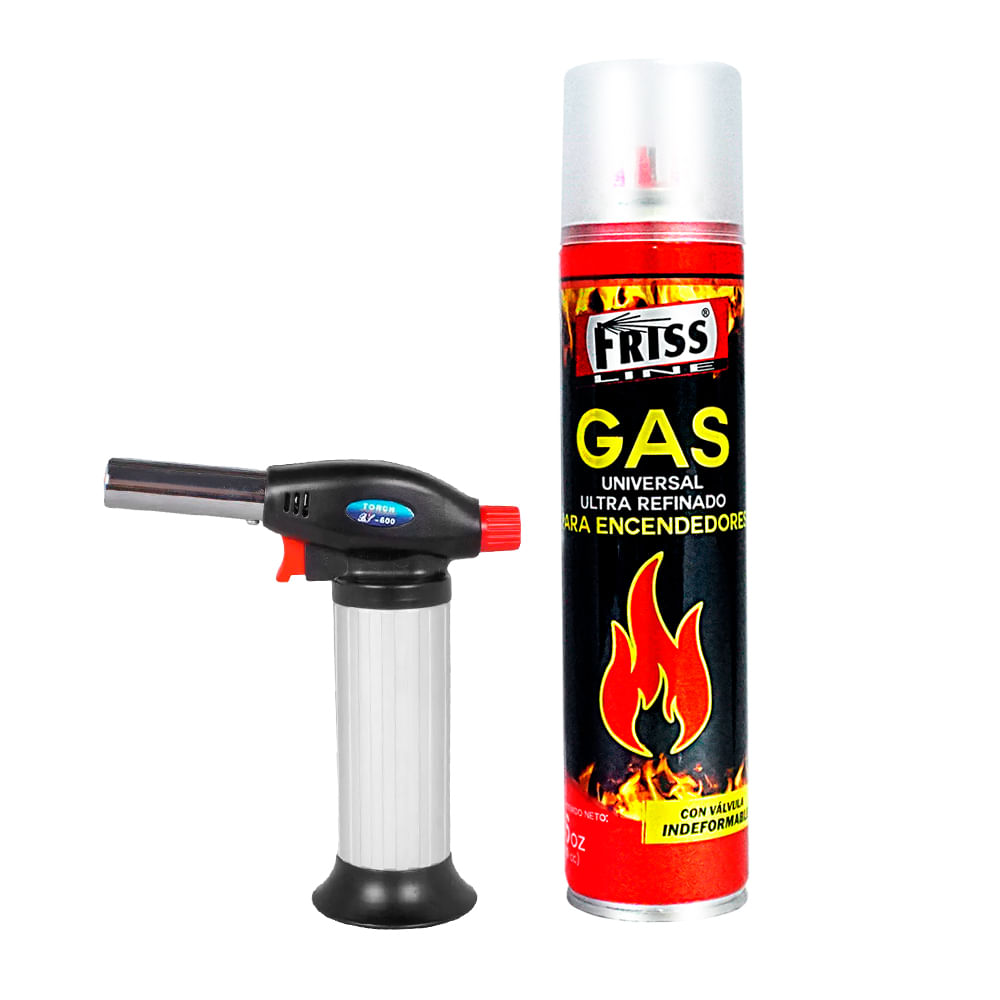 Combo Soplete Flameador BS-600 + Gas Butano Friss 480ml para Cocina