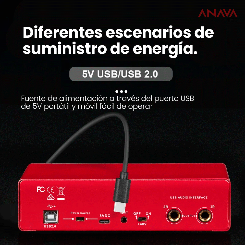 Interface de Audio para 2 micrófonos con phantom power MD22 - Promart